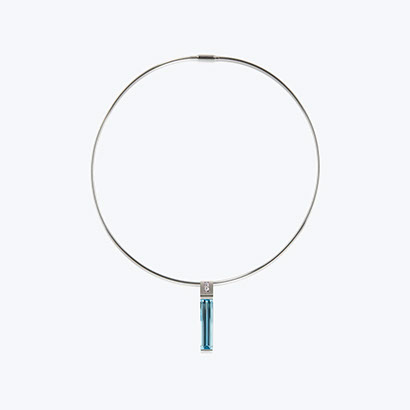 Collier aus Platin mit Aquamarin aus Mosambik und Brillanten