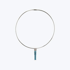 Collier aus Platin mit Aquamarin aus Mosambik und Brillanten