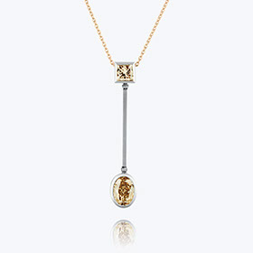Collier aus Platin und 18 Karat Rotgold mit naturfarben braunen Diamanten