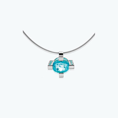 Collier aus Platin mit Paraiba-Turmalinen