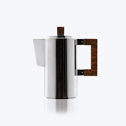 Espressokanne Zylinder, Sterling Silber und Schlangenholz