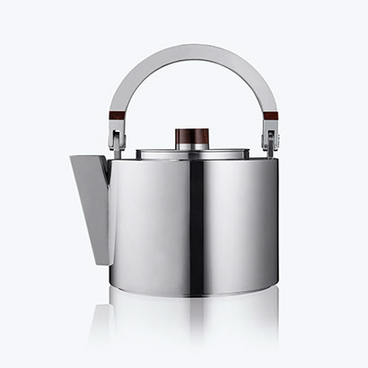 Teekanne Zylinder, Sterling Silber und Schlangenholz