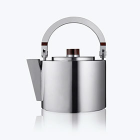 Teekanne Zylinder, Sterling Silber und Schlangenholz