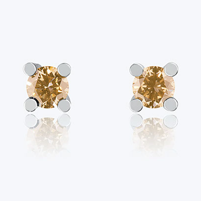 Ohrschmuck aus Platin mit naturfarben braunen Brillanten