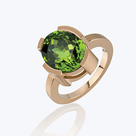 Ring aus 18 Karat Gelbgold mit Peridot aus Kaschmir